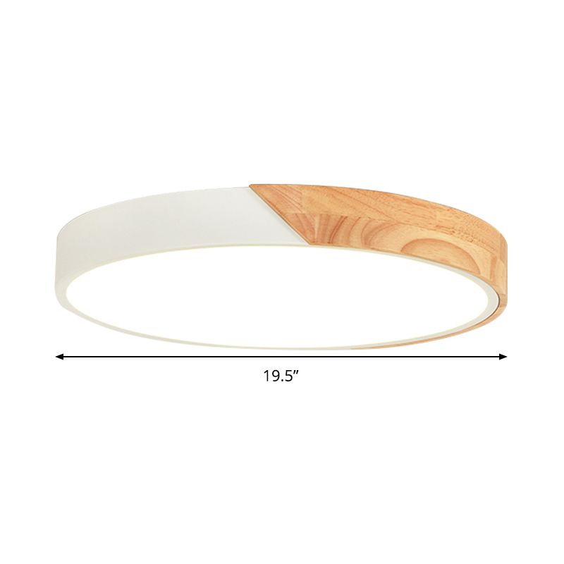 Round Flush Light Modernist Metal LED Pink/White Ceiling Mounted Fixture with Acrylic Diffuser, 12"/16"/19.5" Wide