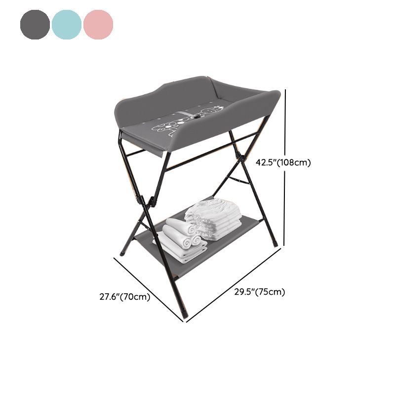 Portable Baby Changing Table Flat Top Metal Frame with Storage Shelf