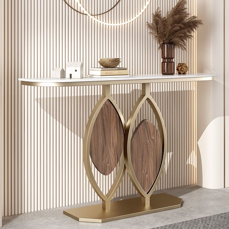 Stain Resistant Glam Marble/metal Rectangle Console Table in Brown/blue