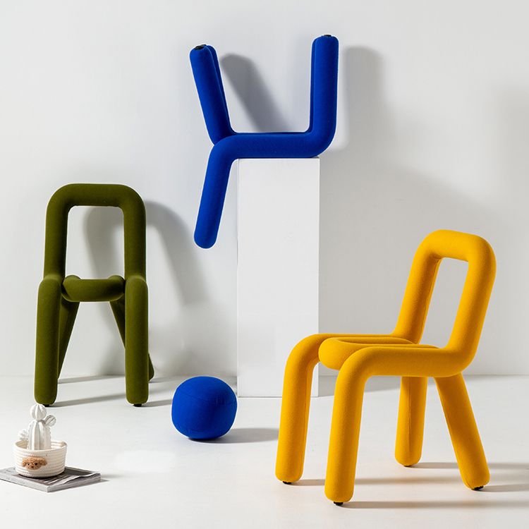 Chaises de salle à manger style contemporain Chaises d'appoint sans accoudoirs avec pieds en métal (Ensemble de 2)