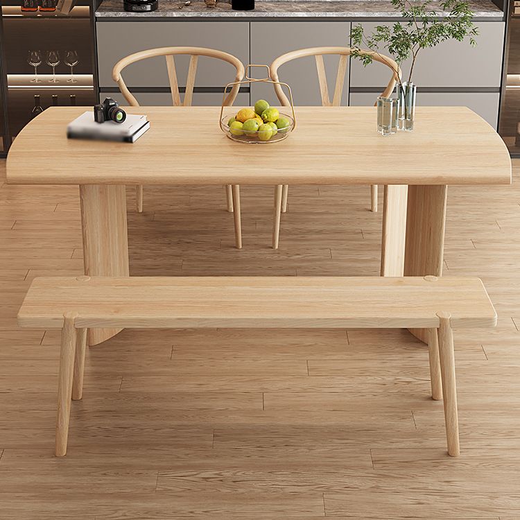 Modern Ash Wood Dinette Set 1/2/4/5 Pieces Rectangle Beige Dining Table Set