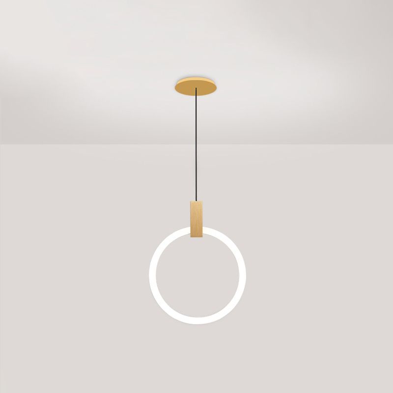 Minimalist Indoor Pendant Light, White Glass Circle Shade Pendant Lighting with Metal Handle
