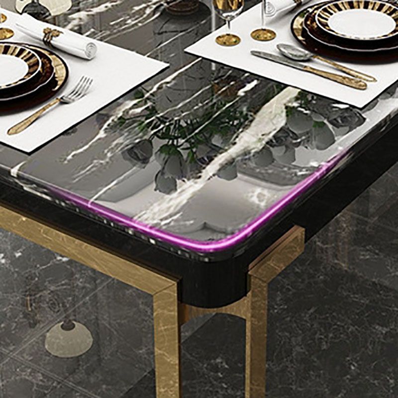 Rectangle Stone Top Dining Table Traditional Luxury Table with 4 Legs