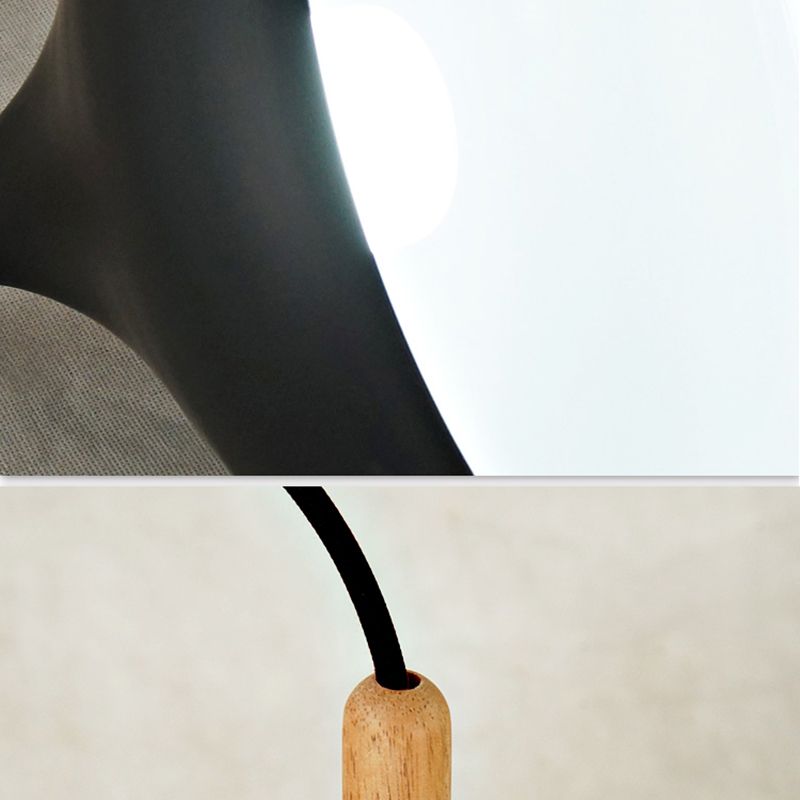 Modern Wooden Top Pendant Light, Minimalist Teardrop Shade Hanging Lamp for Living Room Bedroom