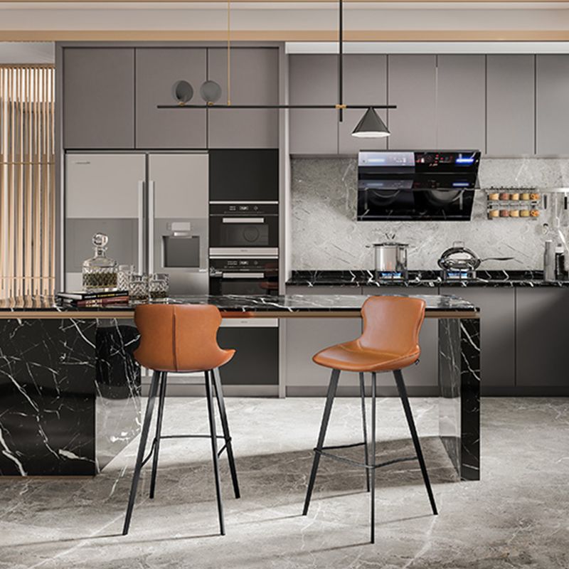 Modern Leather Bar Stool Low Back Footrest Counter Stool for Bristol