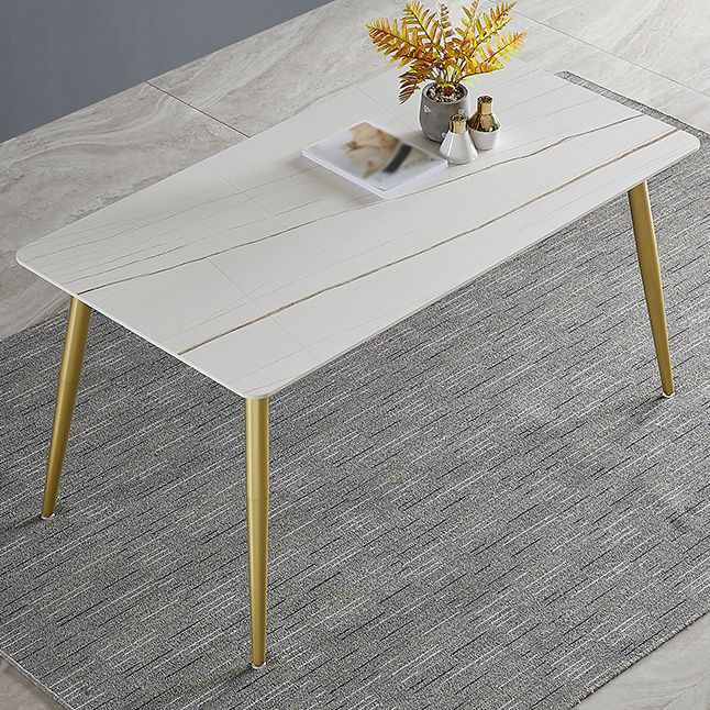 Metal and Slate Rectangular Table Glam Style Home Dining Table