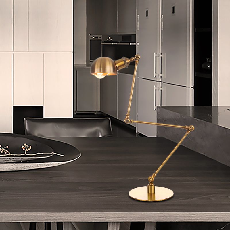 Lámpara de mesa de sombra de tazón dorada con estilo industrial 4 "/8.5" W 1 Lighting de mesa de metal ligero con brazo ajustable