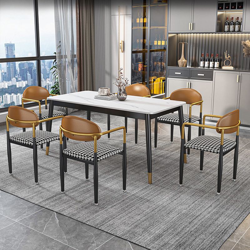 Eigentijdse stijl eetstoelen eetarm open achterstoelen met metalen benen