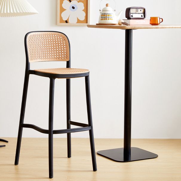 Contemporary Square Bar and Counter Stool Rattan Stool with 4 Legs