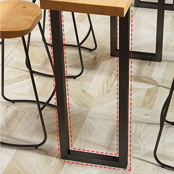 Solid Wood Bar Stool and Table Set 1/4/7 Pcs Black Iron Base Bar Table and Stools