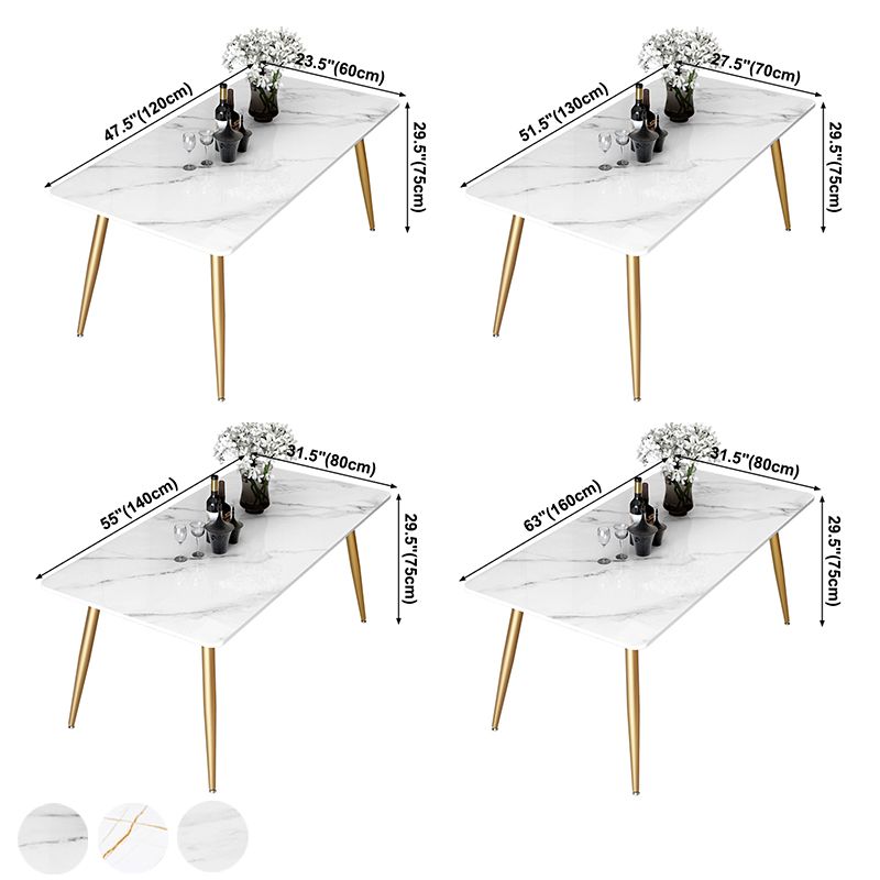 Mesa de rectángulo de lujo tradicional de metal mesa de comedor de piedra sinterizada con 4 patas