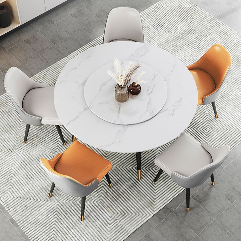 Traditional Luxury Dining Table Stone and Metal Round Tripod Base Dining Table
