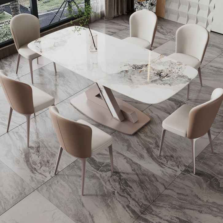 Sintered Stone Fixed Kitchen Table Luxury Rectangle Home Table