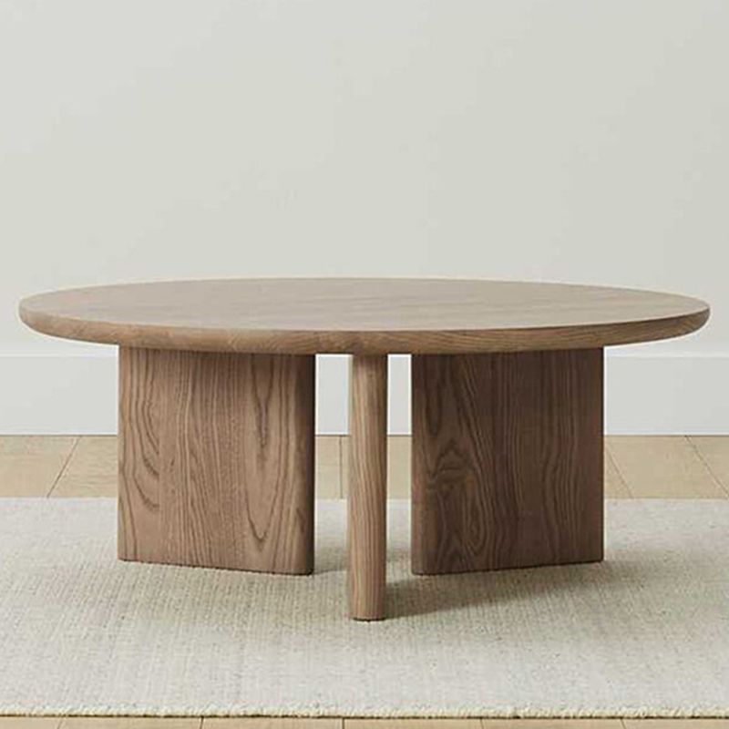 Contemporary Solid Wood Coffee Table Round Abstract Coffee Cocktail Table
