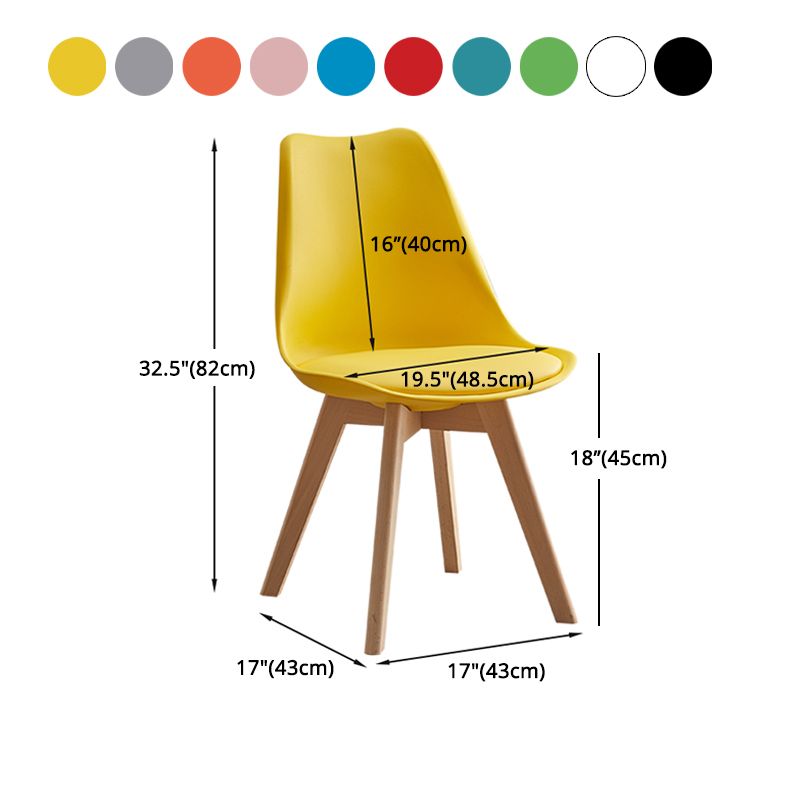 Modern Style Chairs Kitchen Armless Side Chair with Wooden Legs