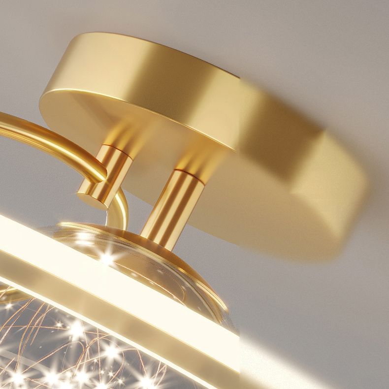 Modern Sphere Flush Light Fixture Metal 2 Light Flushmount Lighting for Bedroom