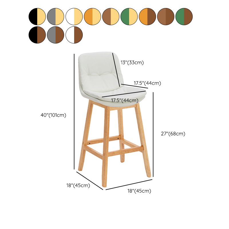 Contemporary Solid Wood Legs Faux Leather Indoor Counter Stools with Cushion