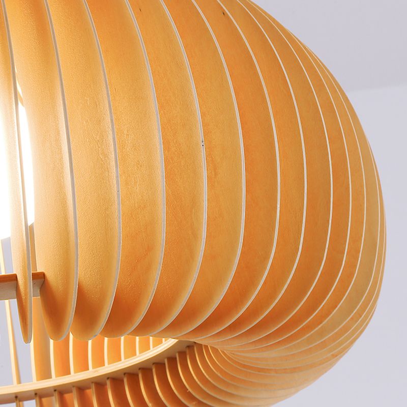 Modern Style Geometric Shape Pendant Wood 1 Light Hanging Lamp for Dinning Room