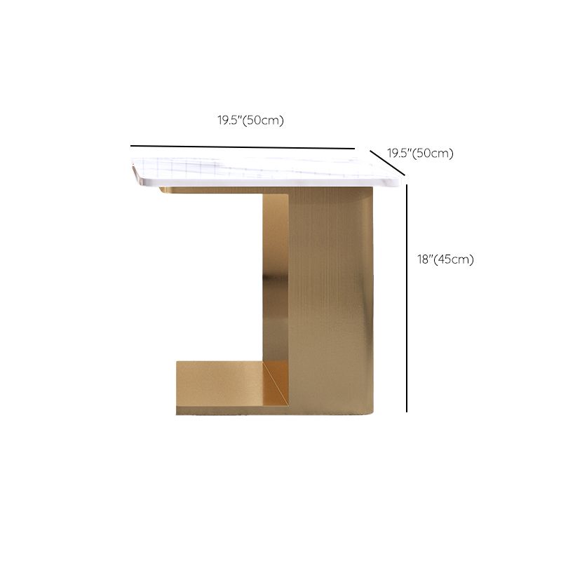 Glam Square Cocktail Table Single Stone Coffee Cocktail Table with Storage