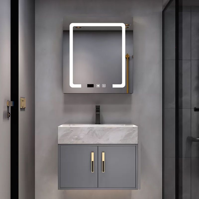 Glam Bathroom Sink Vanity Carrara Marble with Mirror and Standalone Cabinet Vanity Set