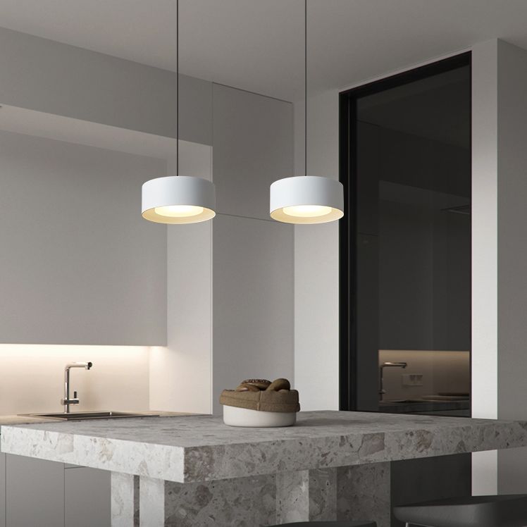 Simplicity Drum Shaped Hanging Pendant Light Metal LED Bedroom Down Lighting Pendant