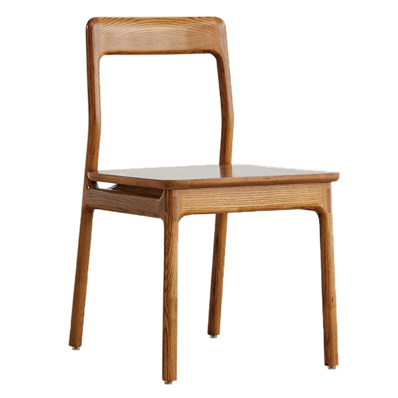 Indoor Solid Wood Dining Side Chair Brown Open Back Dining Side Chair