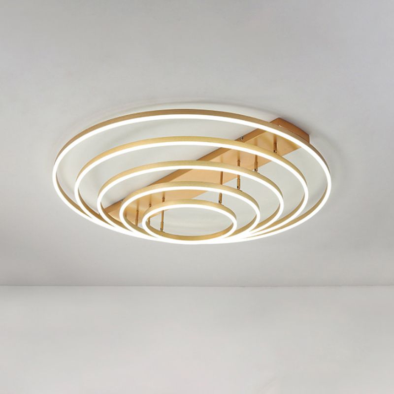 Plafonnier LED moderne à 3/5 niveaux en métal pour chambre à coucher, semi-encastré rotatif, noir/or