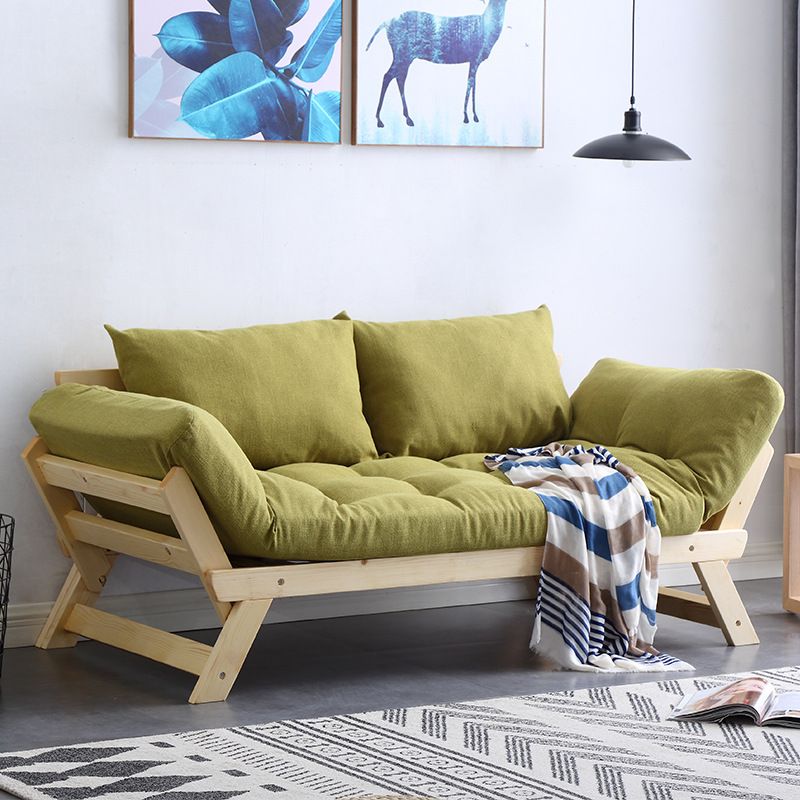 Modern Wood and Fabric Sofa Convertible Flared Arm Sofa for Living Room