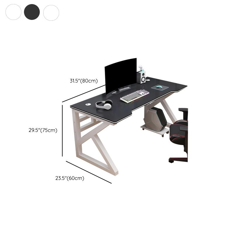 Contemporary Office Desk Antique Finish Wooden Computer Desk with Metal Legs