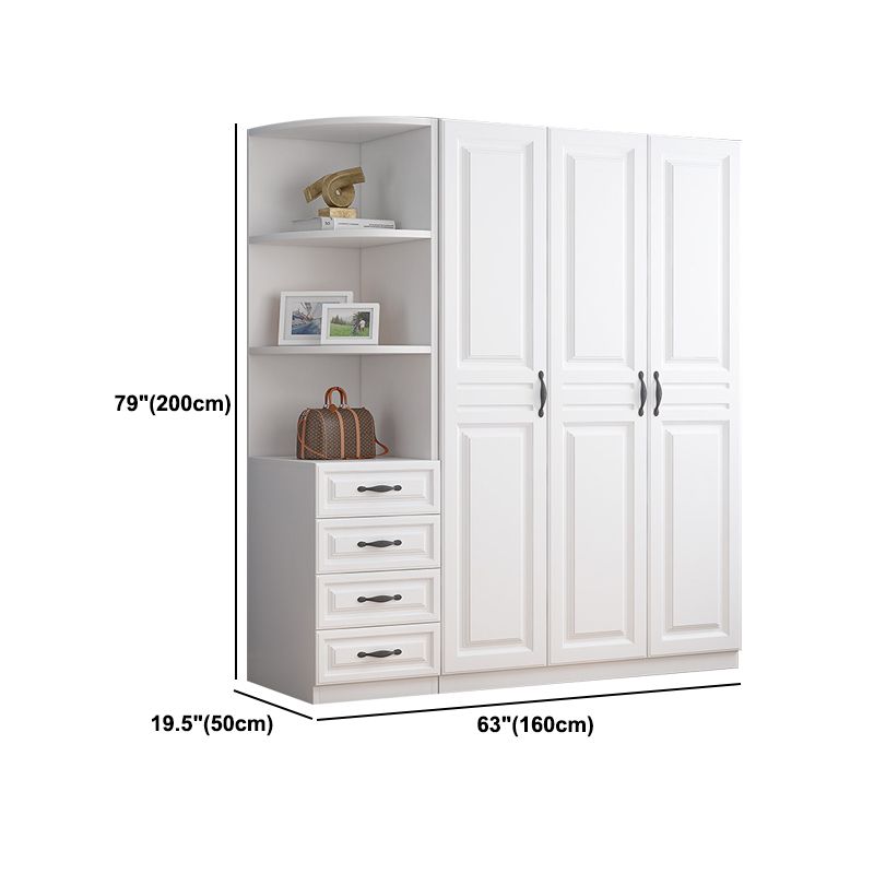 White Colour Wardrobe French Country Wooden Wardrobe Closet for Bedroom