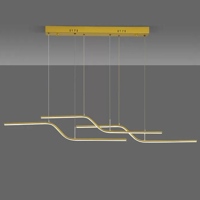 Ultra-modern Linear Hanging Chandelier Metallic Hanging Lamp with Hanging Cord for Restaurant