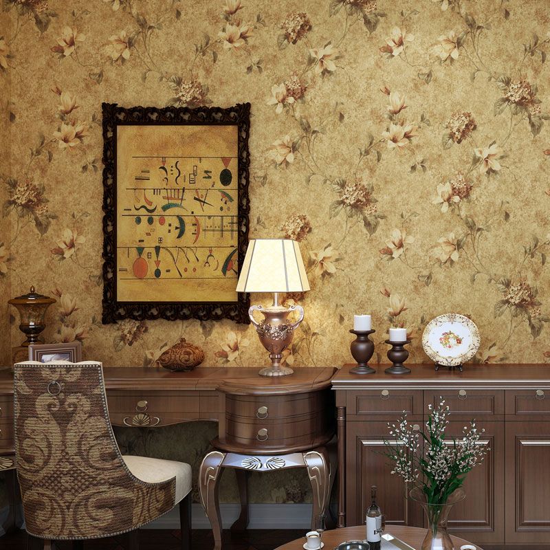 33' x 20.5" Blossoms Wallpaper Roll for Bedroom Leaves Wall Decor in Soft Color, Water-Resistant
