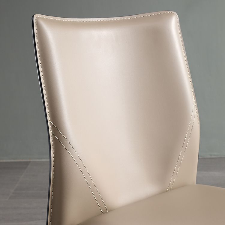 Faux Leather Kitchen Dining Chairs Armless Chairs with Metal Base