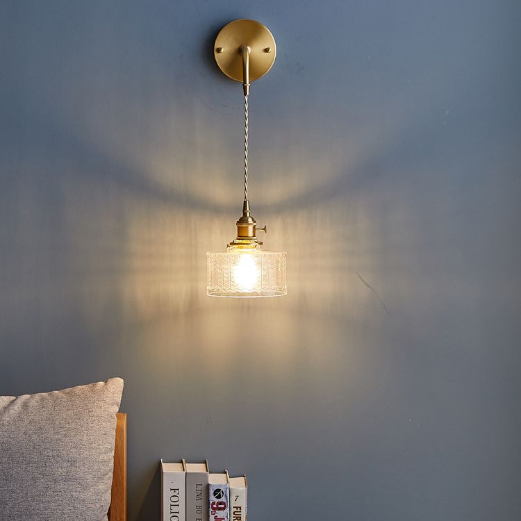 Lámparas de pared modernas de vidrio 1 lámpara de luz de pared de dormitorio ligero