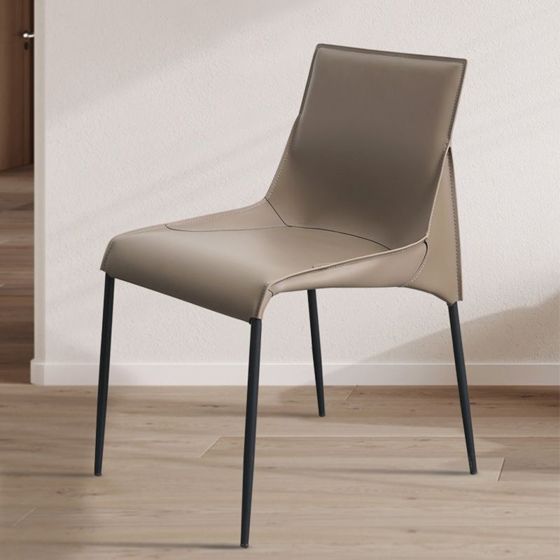 Metal Modern Dining Chair with Solid Back Matte Finish Indoor Side Chair