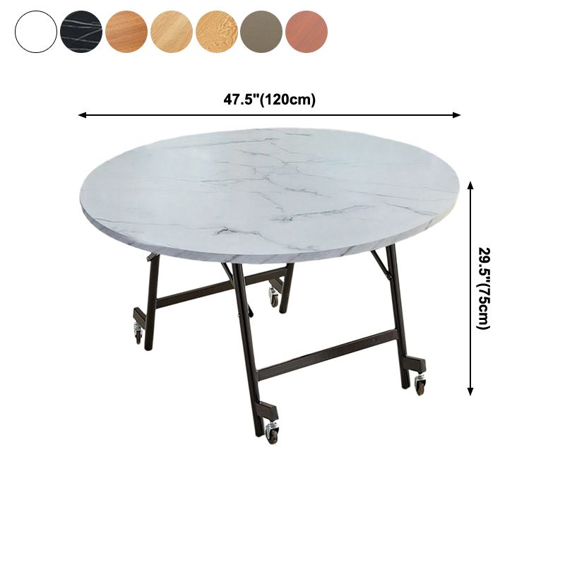 47.2-inch Metal Mid-Century Modern Round Dining Table Wood Top Table for Dining Room