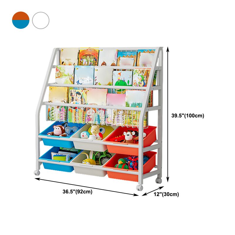 11.81"W Bookshelf Contemporary Style Bookcase for Home Study Room with Casters