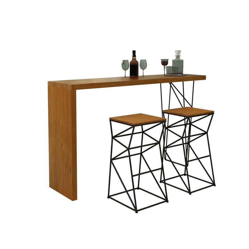 Industrial Rectangle Bistro Bar Desk Pine Solid Wood Bar Dining Table for Indoor