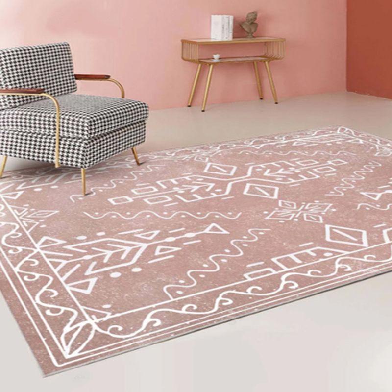 Unique Geo Pattern Rug Multi Colored Polypropylene Indoor Rug Anti-Slip Backing Pet Friendly Area Carpet for Decoration