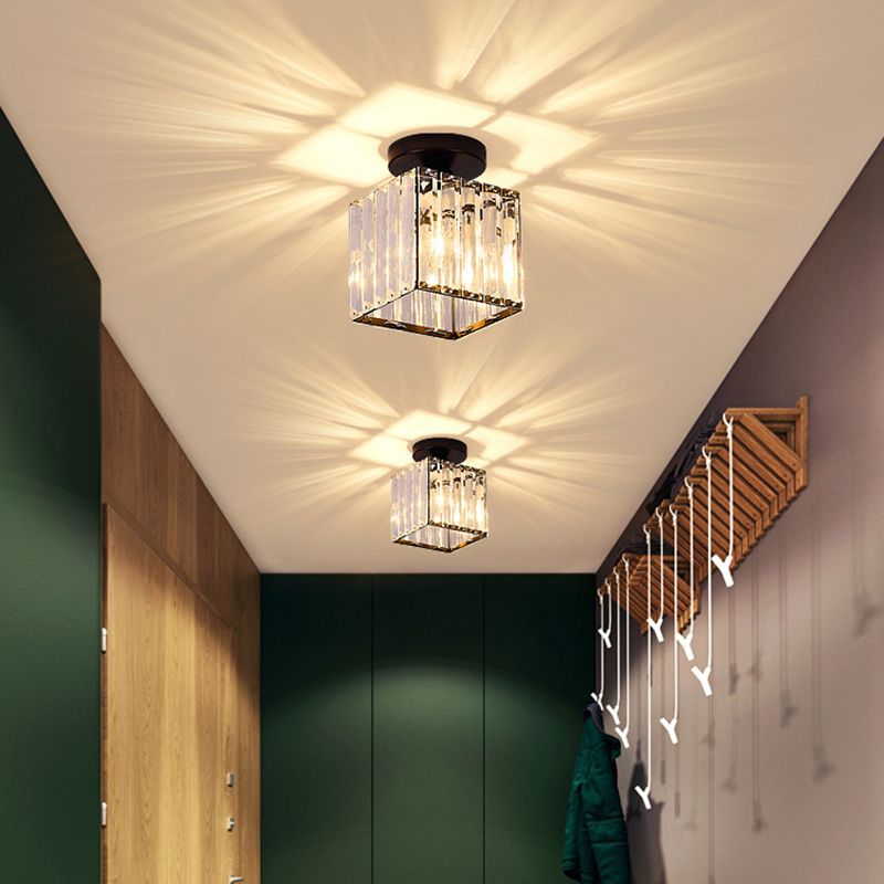 5.9 Inches Wide Mini Crystal Ceiling Light Single Bulb Modern Lighting Fixture for Fitting Room