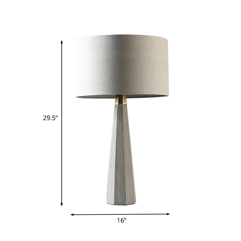 Lámpara de mesa alta tónica gris nórdica 1 iluminación nocturna de cemento con sombrero para la sala de estar