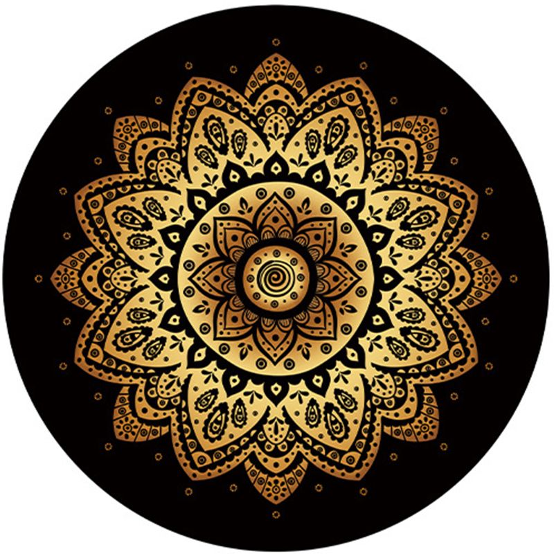 Gold Living Room Indoor Rug Modern Medallion Carpet Polyester Rug Non-Split Carpet