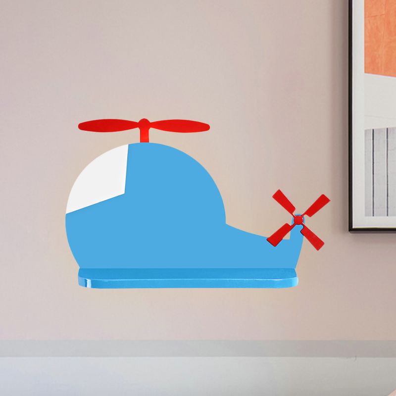 Illuminazione a muro di aeroplano cartone animato lampada scontata a parete blu in metallo in bianco/3 colori per la camera da letto per bambini