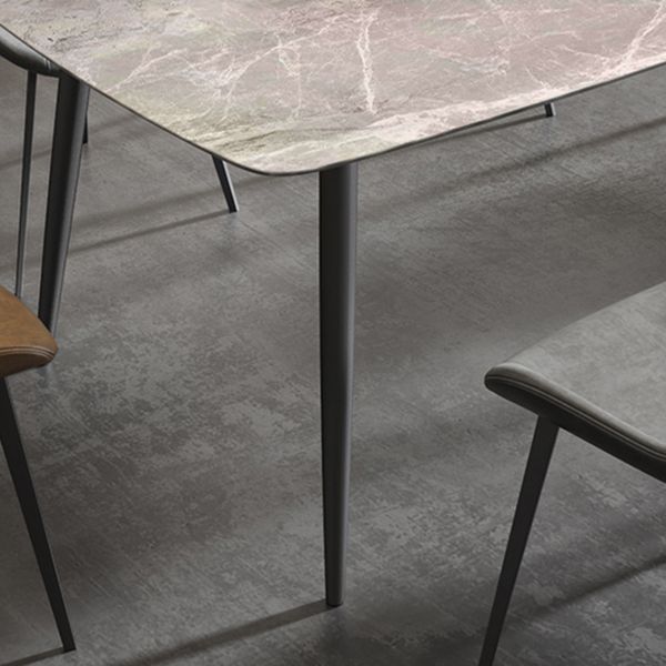 Mesa de comedor estándar de forma rectángulo industrial Mesa de comedor gris sinterizada para cocina