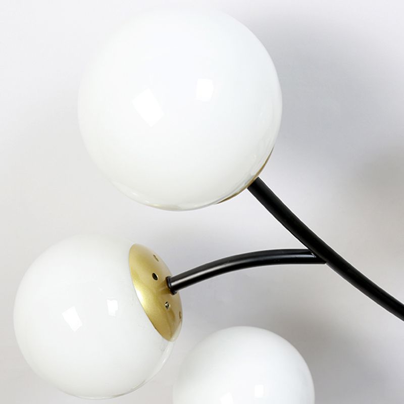 Ball Shape Glass Flush Light Modern Style Multi Lights Flush Mount Fixture in Black