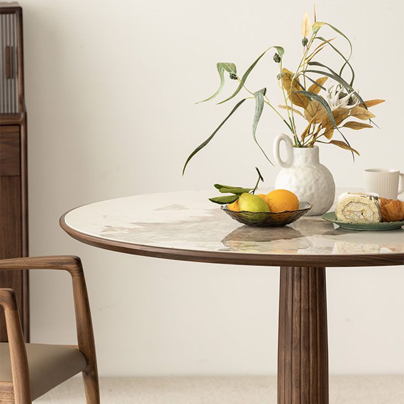 Modern Round Dining Table Wooden Base Dinner Table for Dining Room