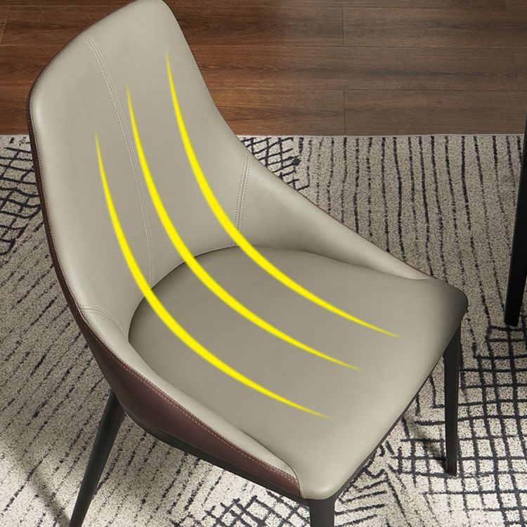 Solid Back Chair Industrial Style Leather Dining Side Chairs