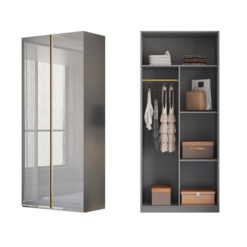 High Gloss Grey Storage Cabinet Modern Cabinet with Hinged Doors