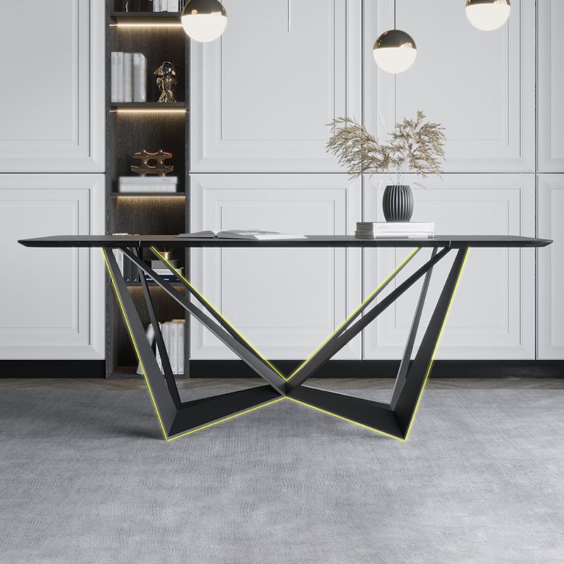 Rectangle Dining Table Set 1/2/7 Pcs Sintered Stone Table with Wingback Chairs