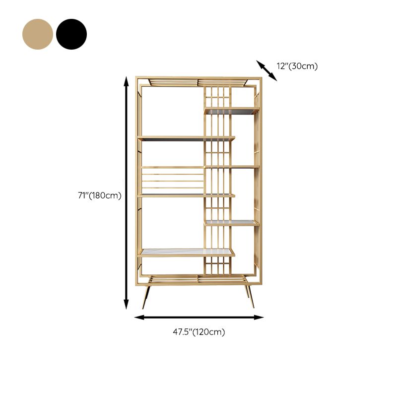 Modern Bookcase Metal Open Back Bookshelf with Shelves for Living Room
